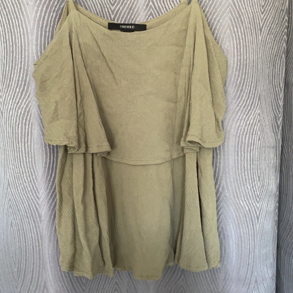Olive Green Ruffle Top - Picture 2 of 4